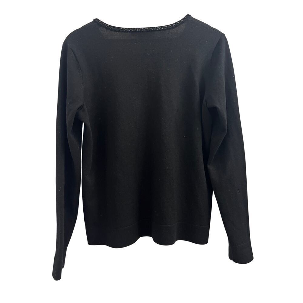 Vintage Pendleton Wool Cardigan Long Sleeve Sweater Beaded Collar, Black Small - Picture 3 of 7